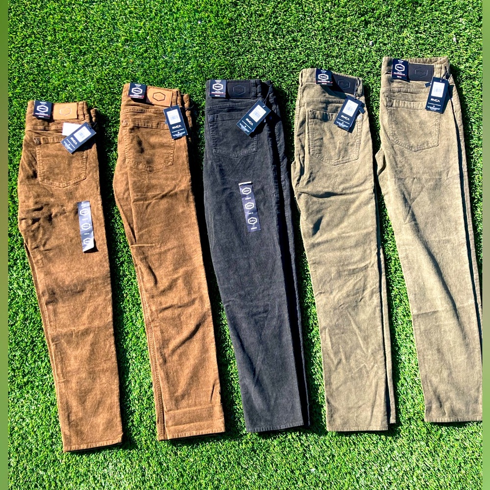 5 New RVCA Corduroy Pants with tags. All 5 for $110